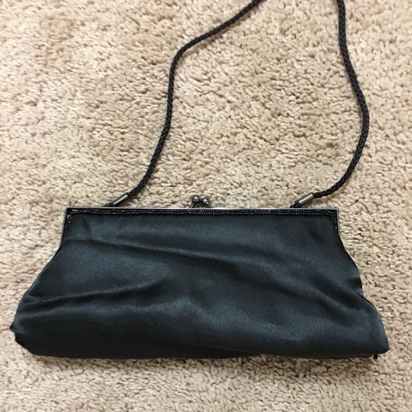 Beaded, sequined black evening bag clutch - Picture 4 of 4